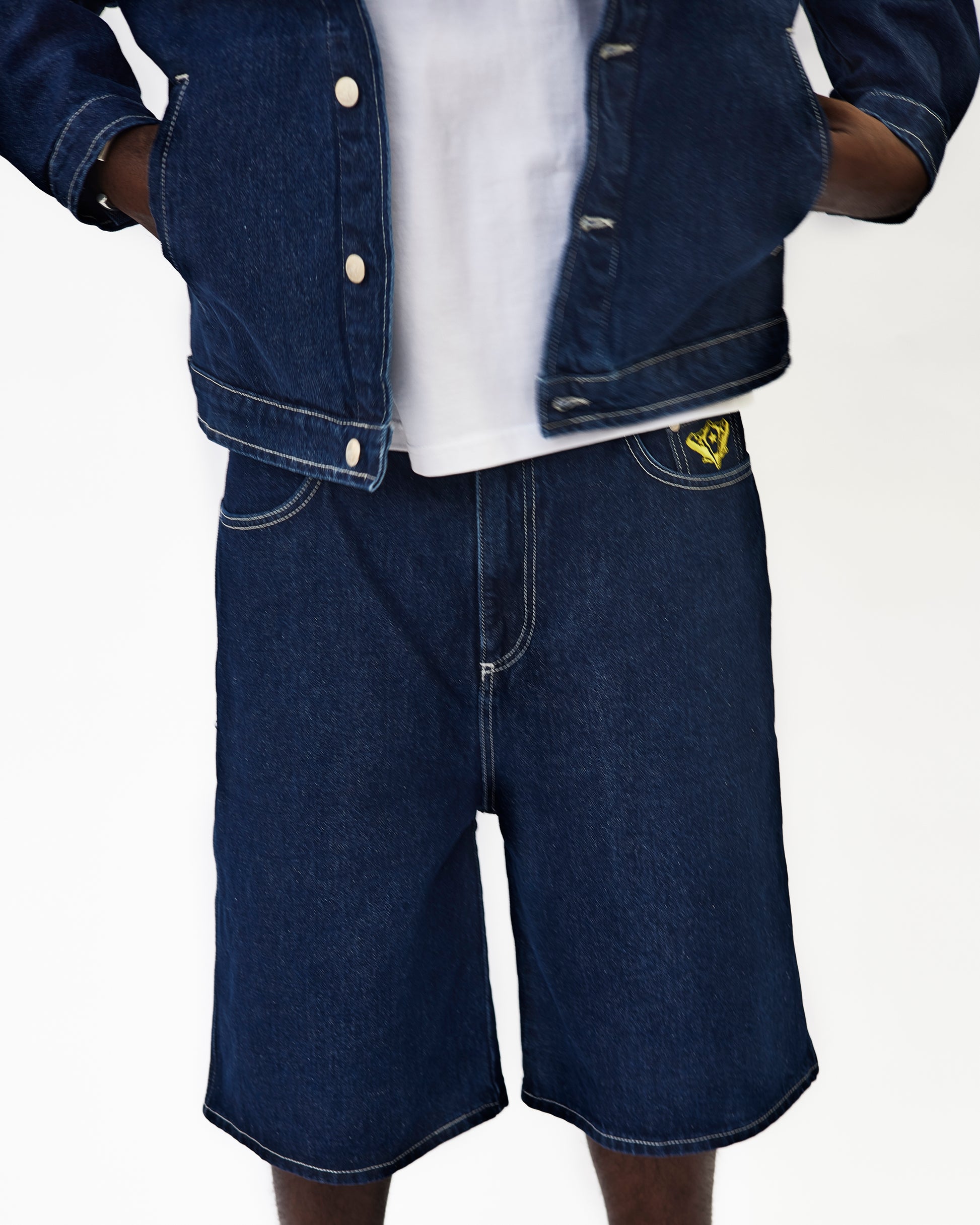 DARK OCEAN BLUE LOGO DENIM SHORT