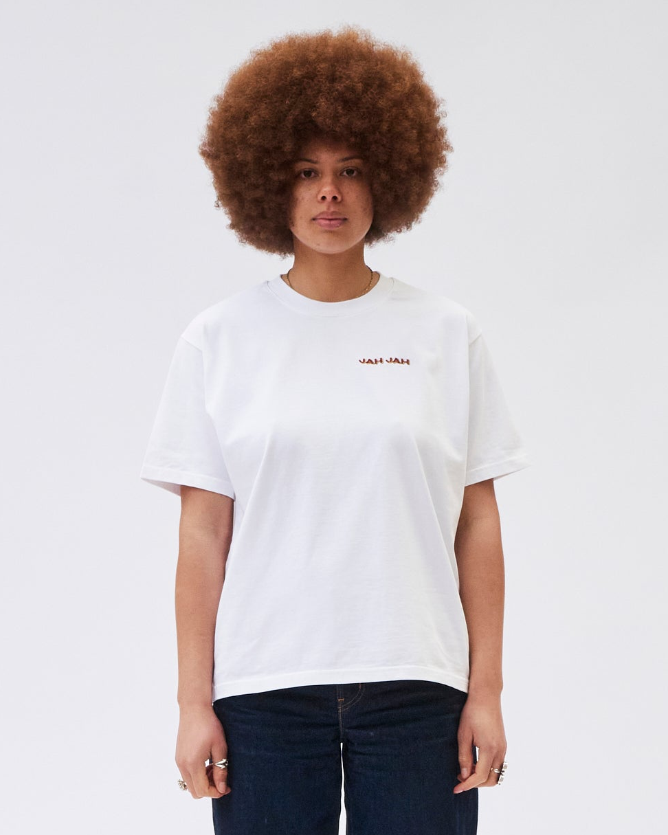 WHITE EMBROIDERED LOGO T-SHIRT