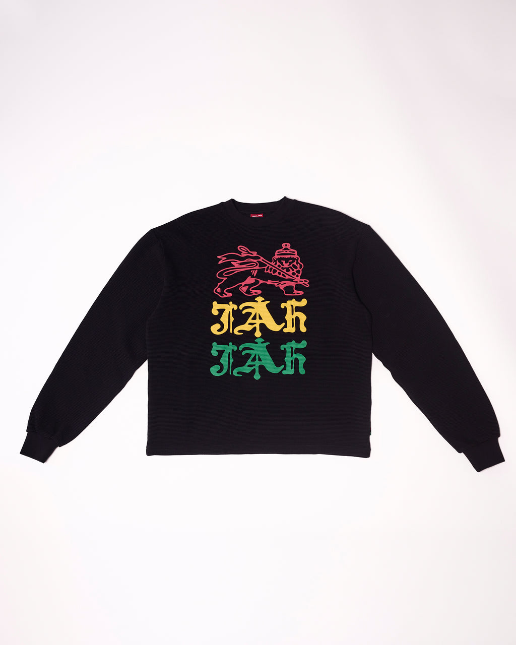 Jah Jah Lion Waffle Long Sleeve Black