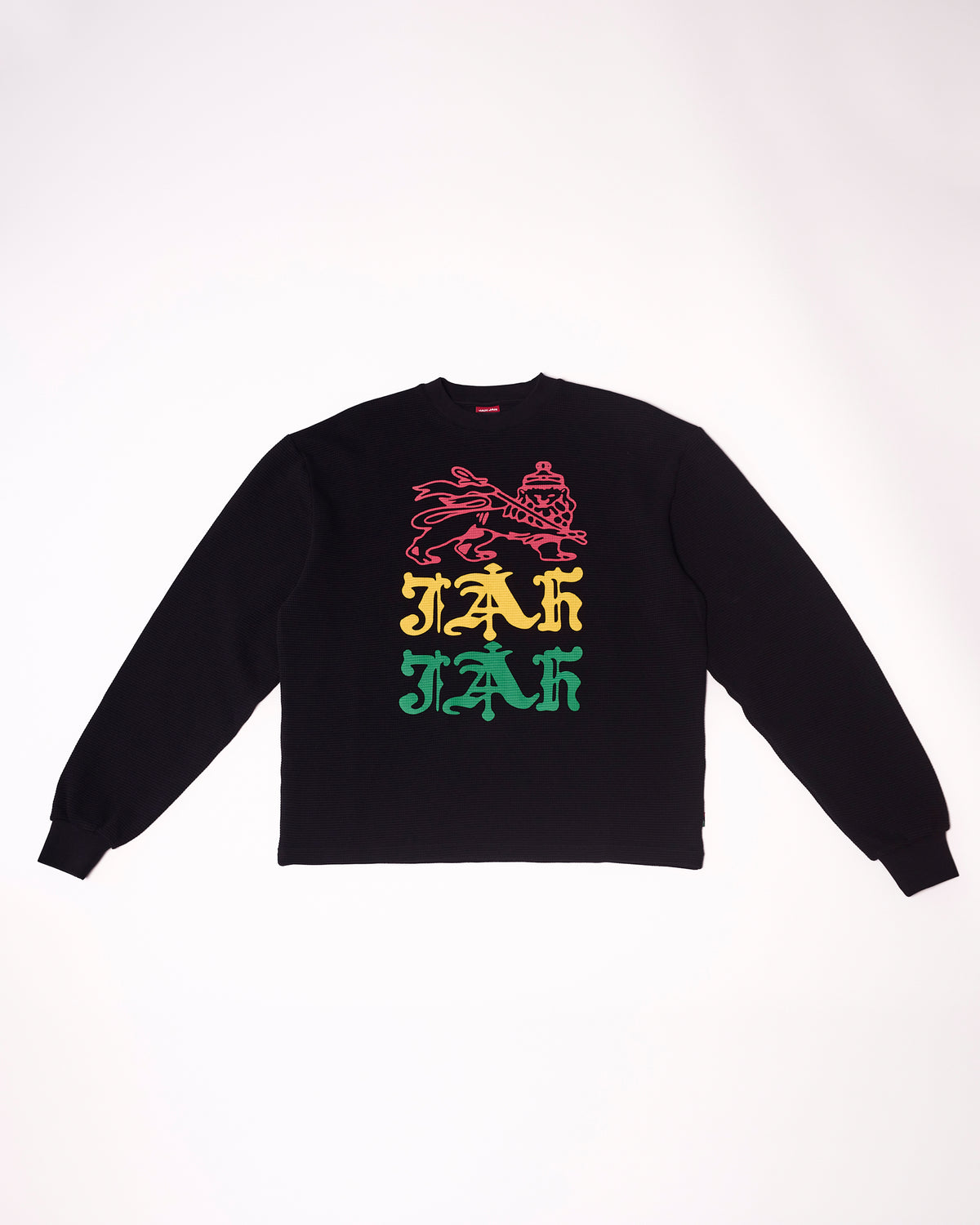 Jah Jah Lion Waffle Long Sleeve Black