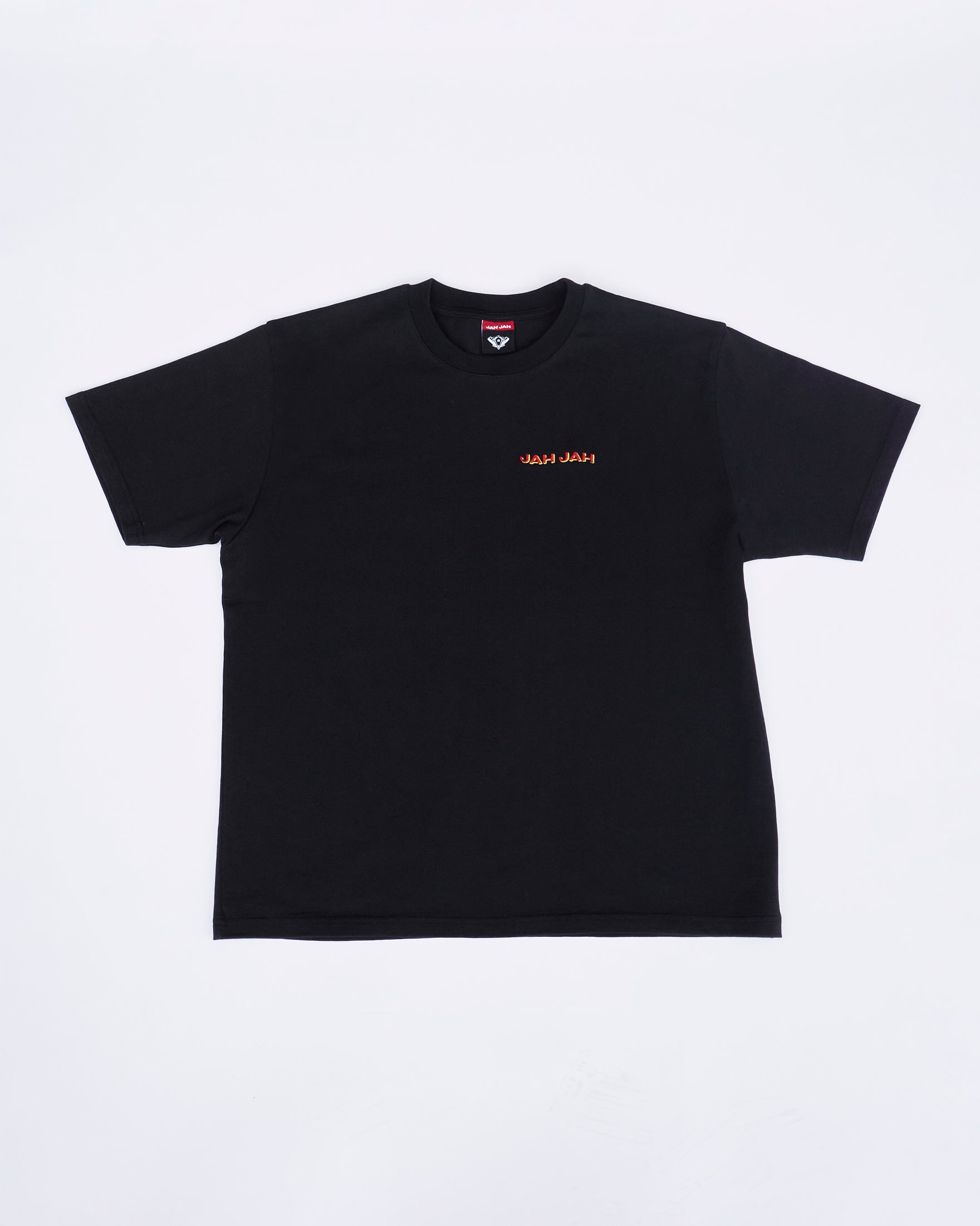 BLACK EMBROIDERED LOGO T-SHIRT – Jah Jah Studio