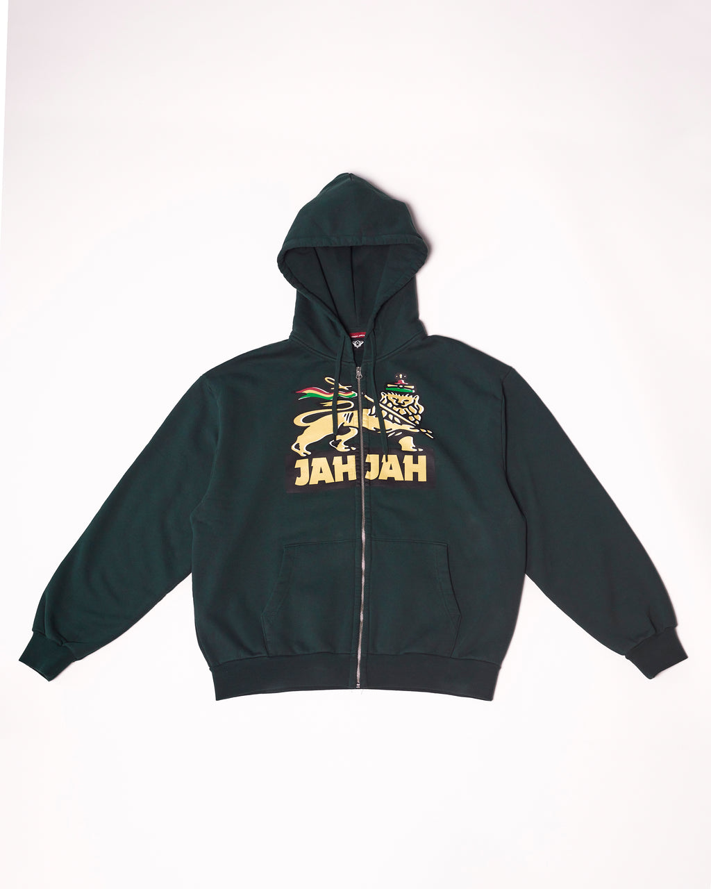 Lion Statue Zip Hoodie Forest Green - Jah Jah Studio