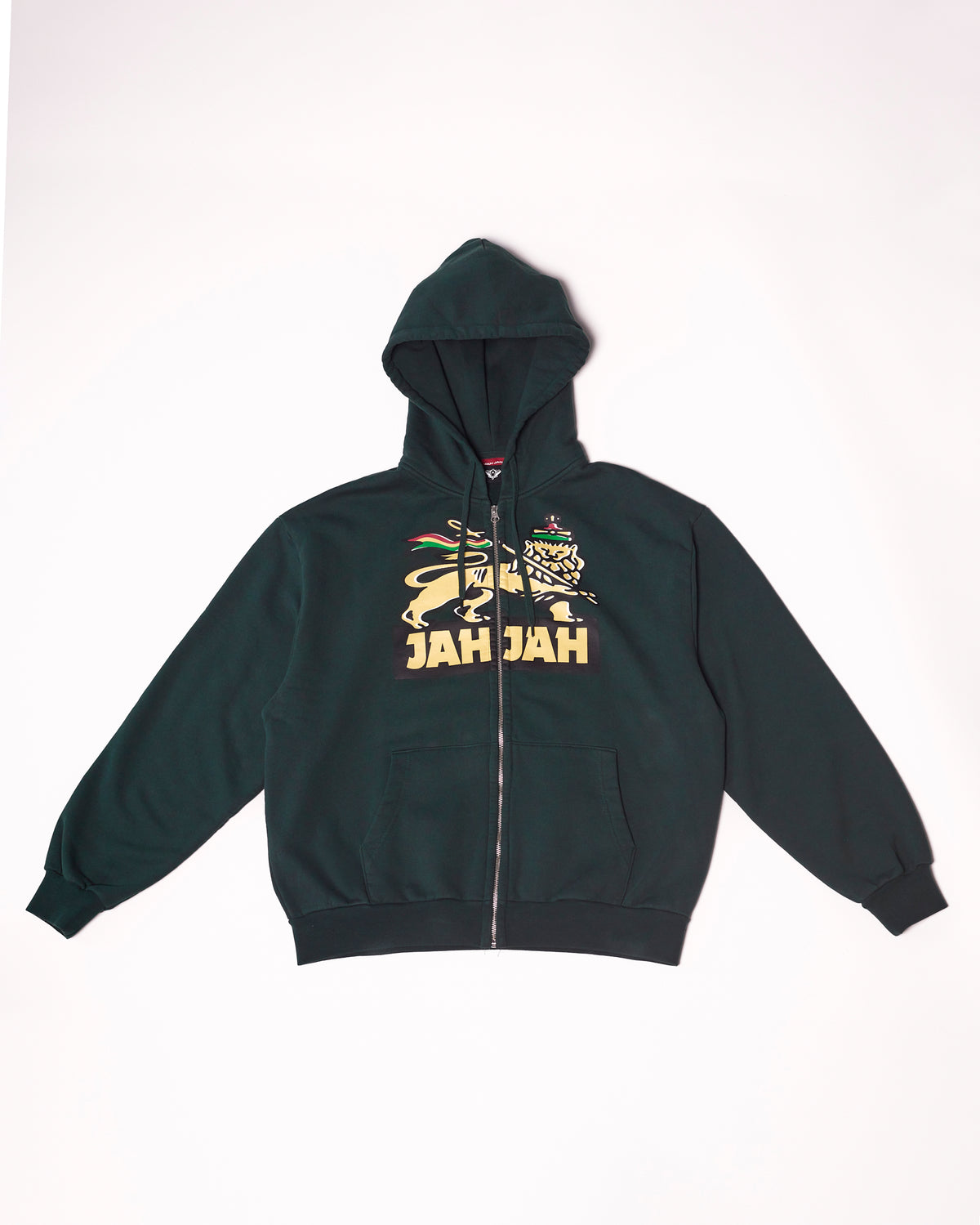 Lion Statue Zip Hoodie Forest Green - Jah Jah Studio
